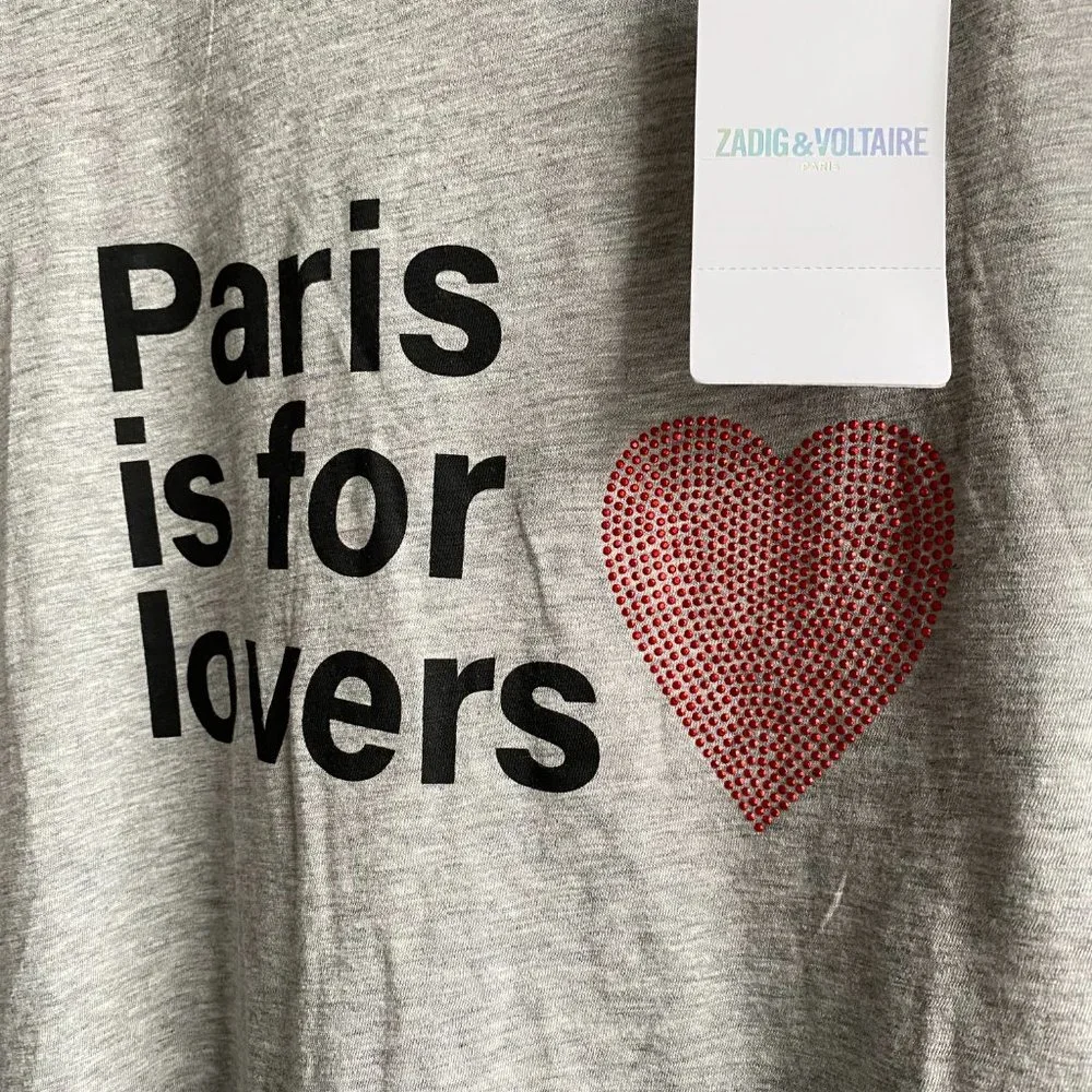 NWT ZADIG & VOLTAIRE Skinny Paris Is For Lovers T-Shirt - Picture 7 of 13